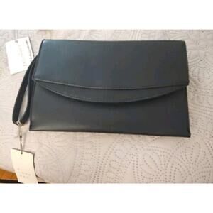 A. New Day Women's Clutch Handbag Wristlet Faux Leather Black NEW